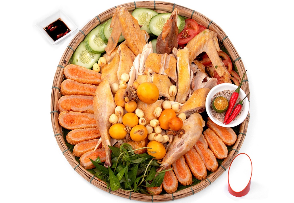 GÀ BÓ XÔI 2 MÀU ÔM TRỨNG HẠT SEN