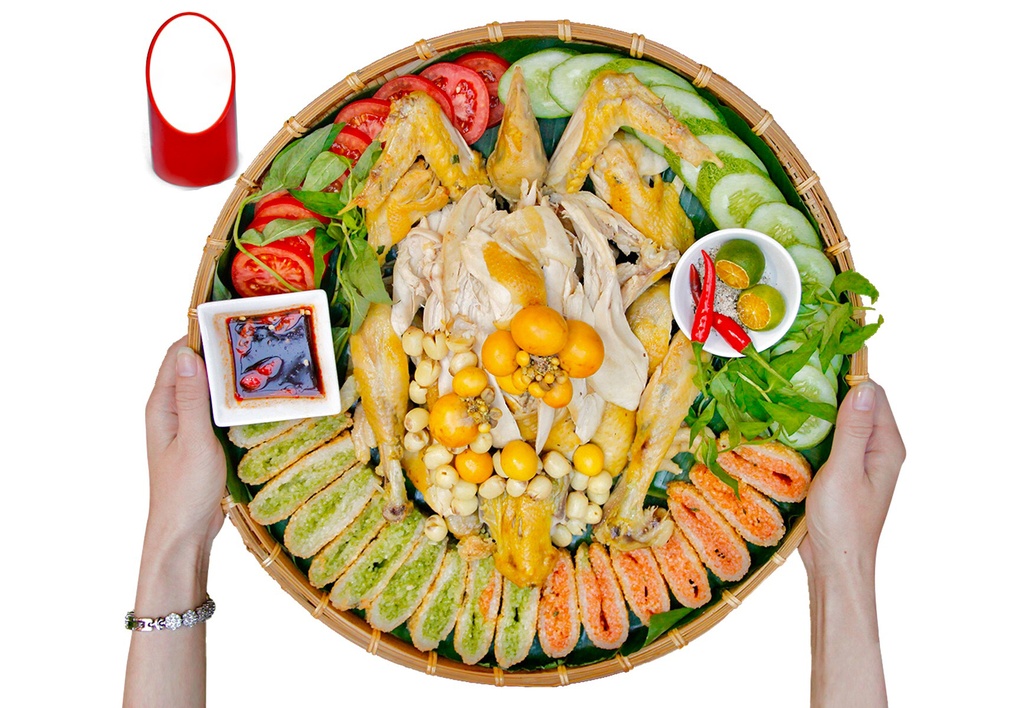 GÀ BÓ XÔI 3 MÀU ÔM TRỨNG HẠT SEN